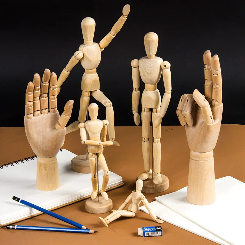 Drawing Sketch Mannequin Model Movable Limbs Wooden Hand Body Draw Action Toys Home Decor Artist Models Jointed Doll