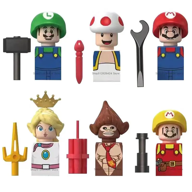 Super Mario Bros Blocks Luigi mini Action Figure Set Game Small Building Puzzle mattoni per bambini Mini Action Figures giocattoli regali