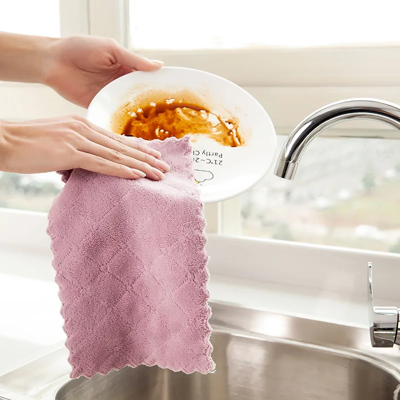 

1/5/10/20PCS microfiber kitchen dishcloths efficient non-stick grease household cleaning cloths household kitchen tools