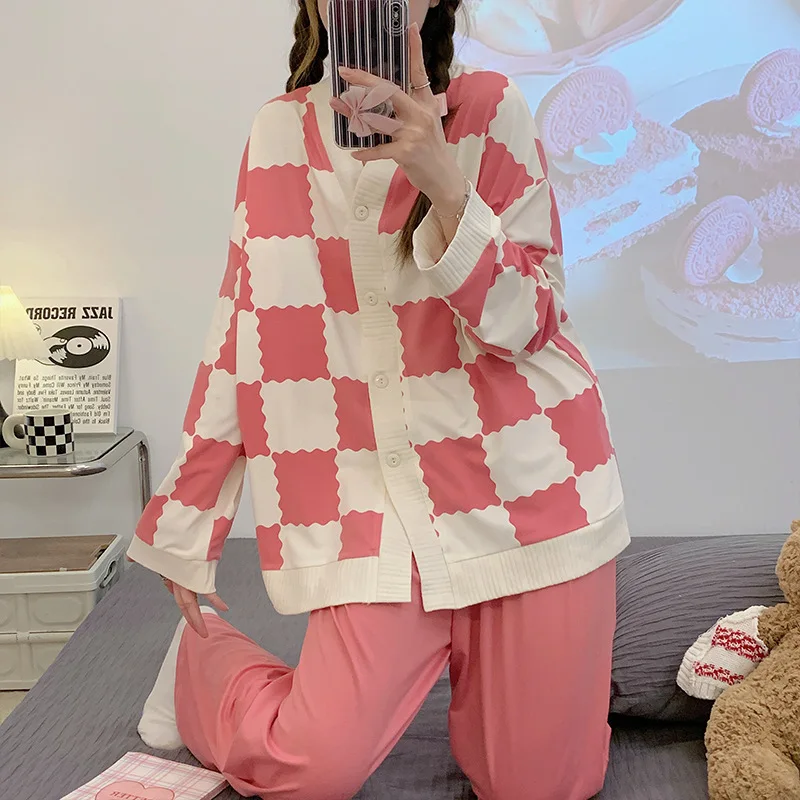 1 Pajamas paragraphs female suits spring leisure wear cotton cute cartoon in the spring and autumn to wear outside