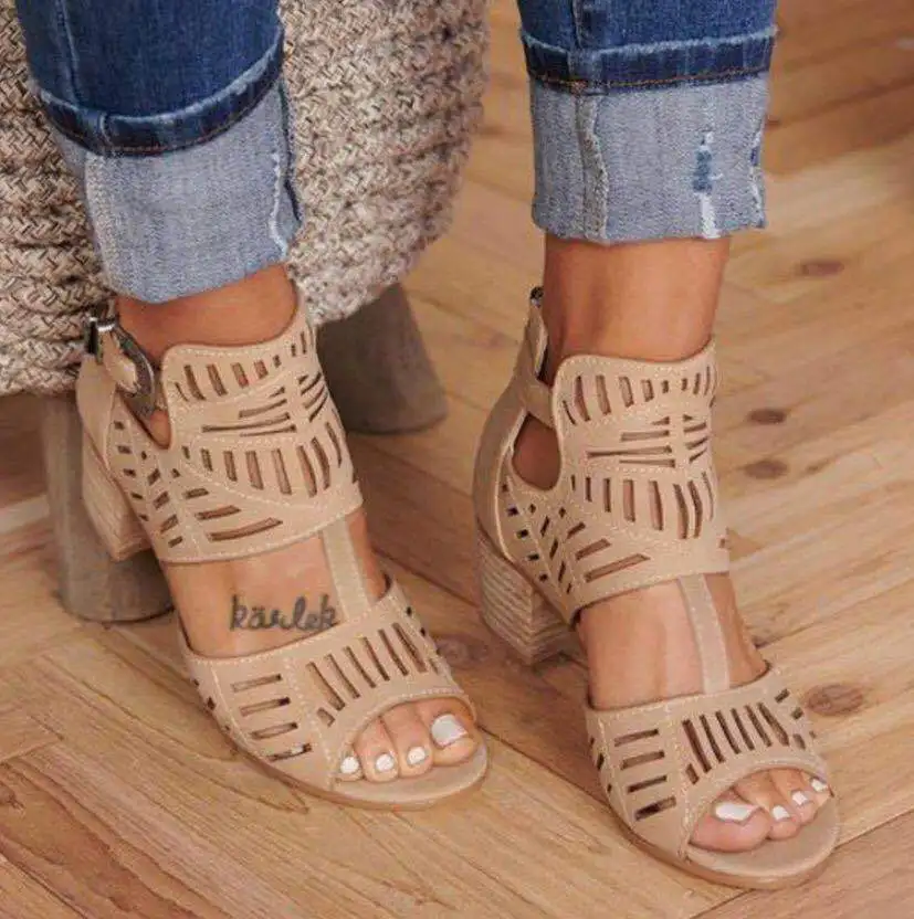 2022 platform sandals for women summer open toe hot sale shoes chunky heel comfy casual metal chain design buckle strap brand free global shipping