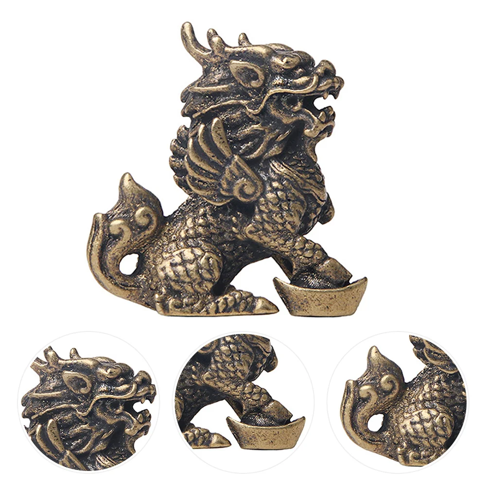 Кирин бронзовая посуда статуя настольный орнамент Kylin домашнее украшение