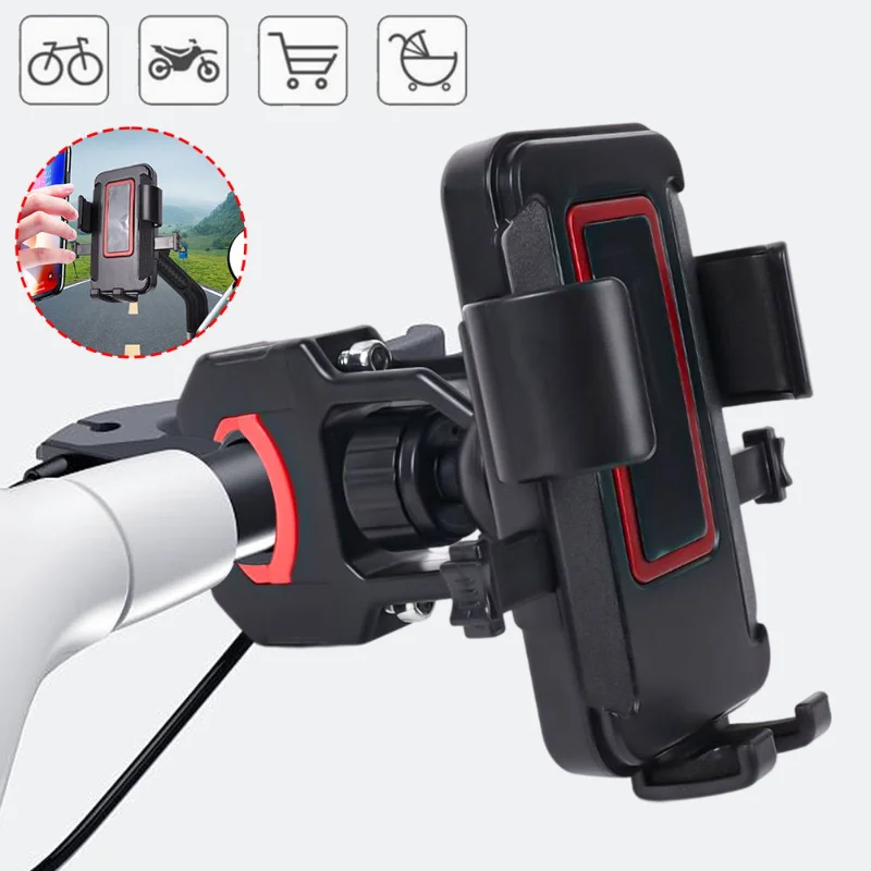 

Motorcycle Bike Phone Holder Riding Anti-slip Bracket Universal GPS Mount Clip Fixed Handlebar Phone Holders for All Smartphones