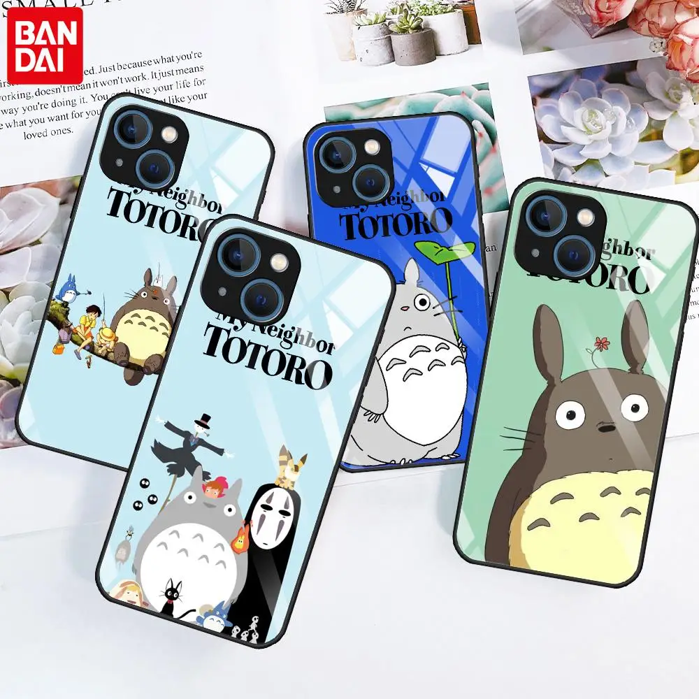 

Tempered Glass Case For iPhone 13 11 12 Pro Max 7 8 Mini XR X SE 2020 XS 6 6S Plus 7+ 8+ Studio Ghibli Totoro Phone Cover Coque