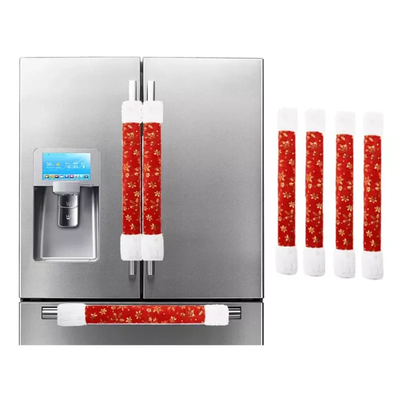 

NEW2023 4pcs/set Gloden Snowflake Christmas Refrigerator Door Handle Cover Xmas Decoration