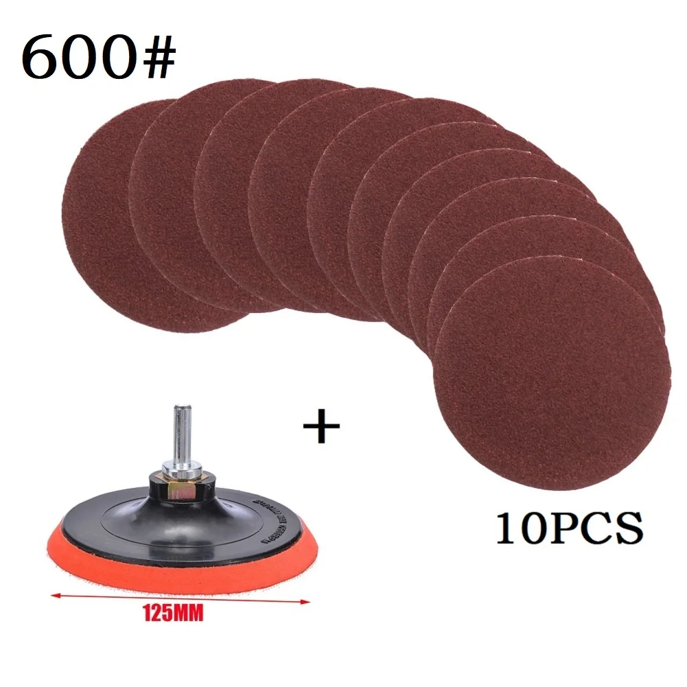 125mm Hook & Loop BACKING PAD 10 Abrasive Sanding Discs Angle Grinder Sandpaper For Sanding Polishing Metals Rotary Tool