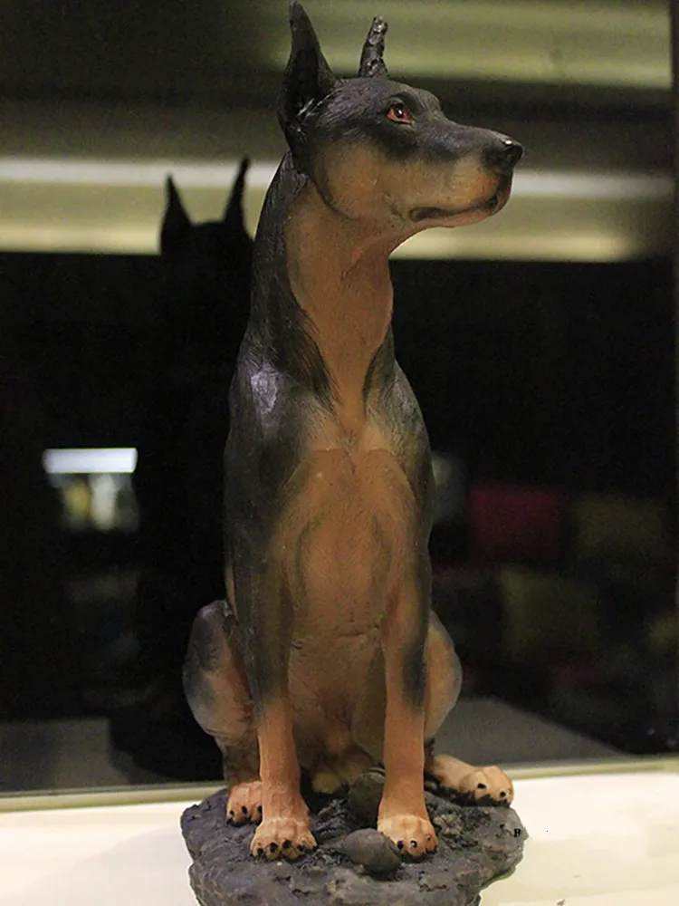 Фото Домашний декор, украшения Doberman, имитация животного, дизайн собаки с базовыми фигурами, украшения для дома, аксессуары для комнаты, миниатюры №2
