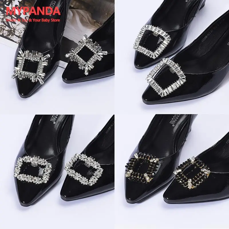 

1Pair Shiny Shoes Decorations Clip Women High Heel Rhinestone Charm Buckle Wedding Bride Accessories Shoe Decor