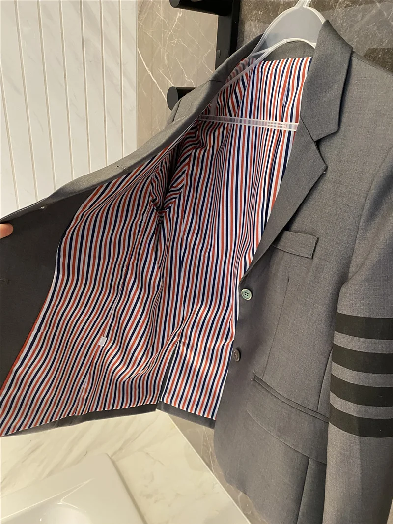 TB Gray Suit Women's Slim Fit and Thin Suit Arms Four-bar British Style Short Formal Jacket