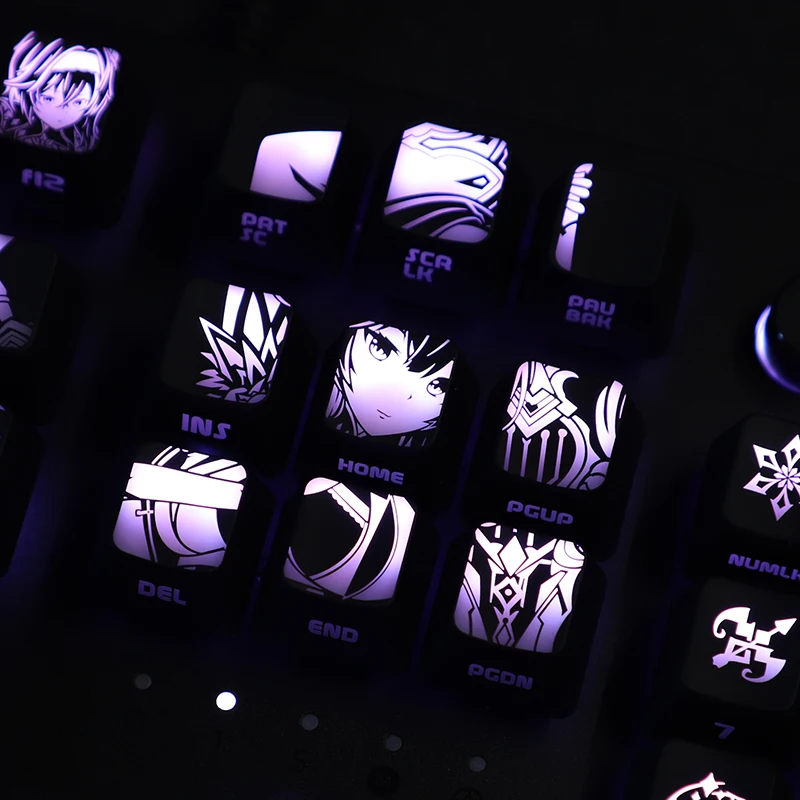 104 колпачков на клавиши заказ тема Genshin Impact Eula с подсветкой черными отверстиями