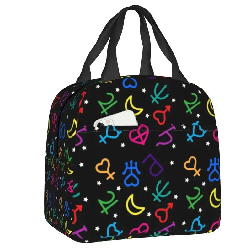 

Rainbow Planetary Symbols Moon Sailors Lunch Box Women Thermal Cooler Food Insulated Lunch Bag Kids School Children Tote Bags