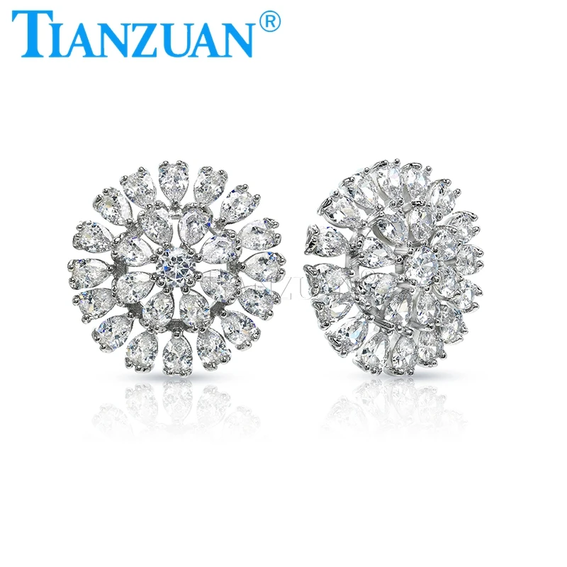 New 925 Sterling Silver Flower Stud Earrings Fashion Dangle Moissanite Earrings for Women Gift Fashion Ear Jewelry