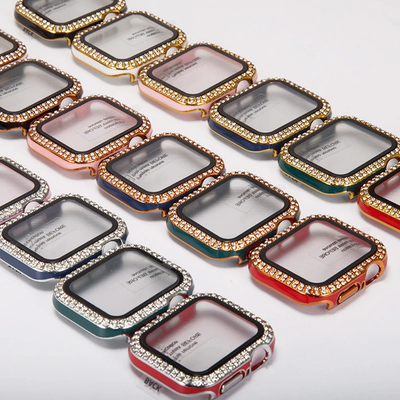 Стекло Apple Watch + Крышка С Бриллиантовыми Акцентами Защитная Защита Экрана Для
