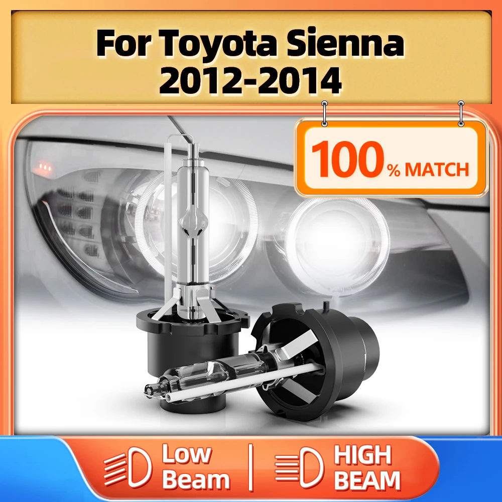 

2PCS 35W HID Xenon Light Bulb 6000K White 12V Car Headlight Bulbs 20000LM Xenon Headlamp For Toyota Sienna 2012 2013 2014