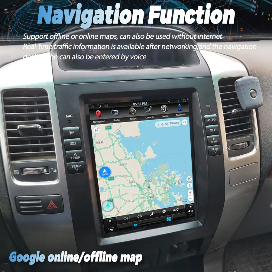 10 4-дюймовый вертикальный экран Android 14 для Lexus GX470 Toyota Prado Lc120 2002-2009 GPS Carplay