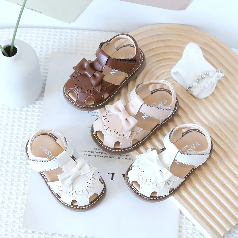 

12-16cm Retro Baby Summer First Walkers,Closed Toe Strap Solid Toddler Girls Beach Sandals,Soft Sole Infant Dress Shoes Size 5 8