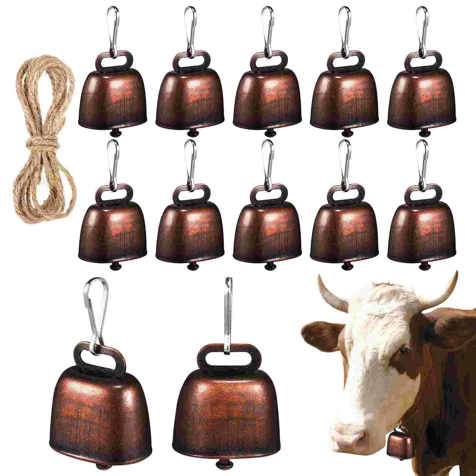 

12Pcs Grazing Cow Bells Anti-theft Farm Animal Loud Bronze Bell for Cattle Horse Sheep Goat