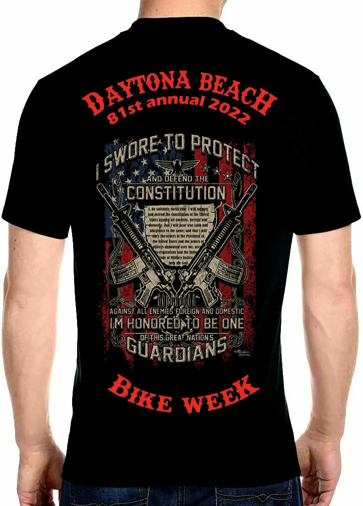 

Mens 2022 Daytona Beach Bike Week Defend The Constitution Tee Shirt