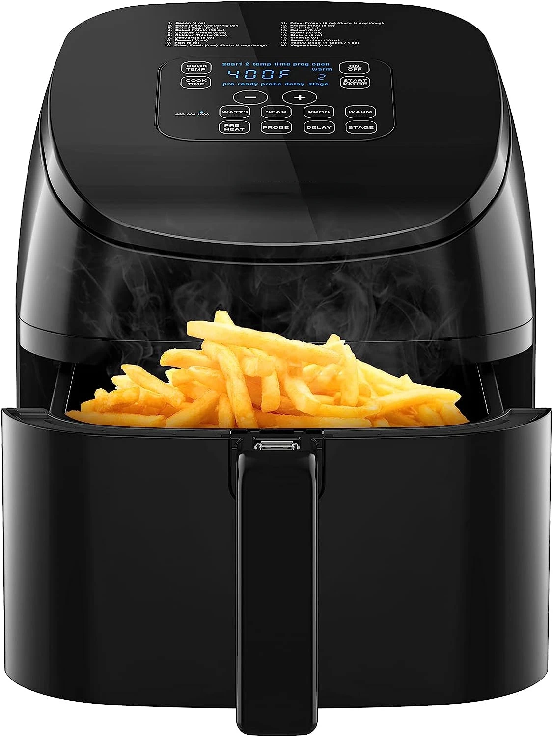 

Air Fryer, 1 Touch Digital Controls, 100°-400°F Temp Controls in 5° Increments, Linear Thermal (Linear T) Technology, 3 Watta