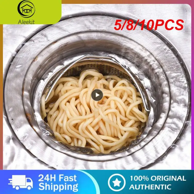

5/8/10PCS With Handle Sink Strainer 304 Stainless Steel Kitchen Sink Filter Fine Mesh Catcher Stopper Dense Hole