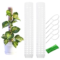 2pcs plastic moss pole stackable durable clear moss mesh pole with 20 green ties and 5 nylon ties plant support sticks