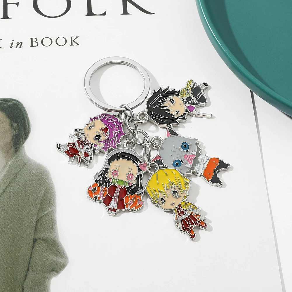 

New Demon Slayer Cartoon Keychains Anime Figures Kimetsu No Yaiba Tanjirou Keychain Cute Pendant Car Keyring Toys Gifts Jewelry