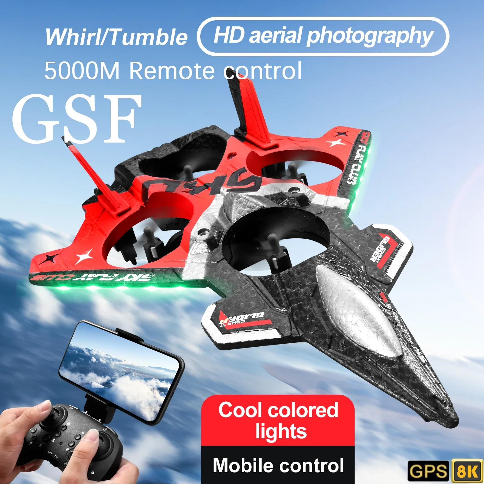 

GSF S83 HD-камера 2,4G Радиоуправляемый планер модель истребителя с дистанционным управлением из пенопласта с ночным освещением детские игрушки