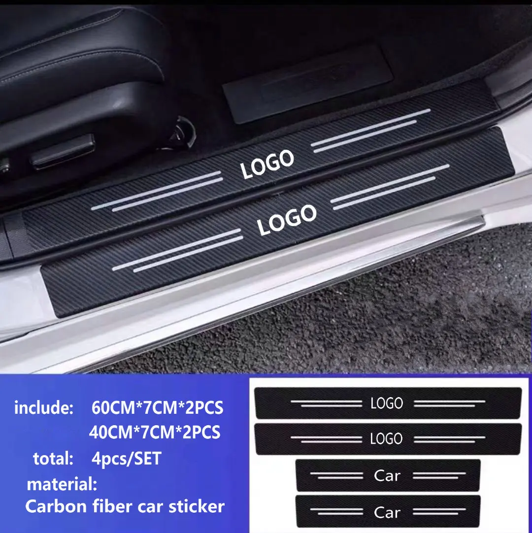 

Car-Styling 4PCS Carbon Fiber Door Sill Carbon Fiber Sticker Decals For Ford focus 2 3 mk2 mk3 ranger fiesta fusion kuga mondeo