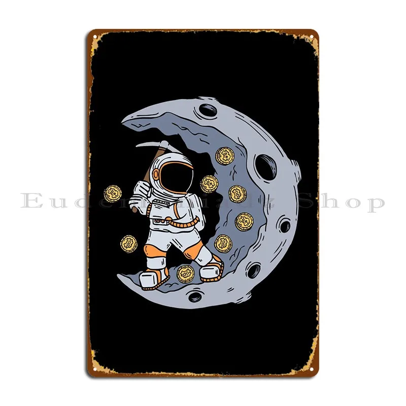 

Металлический плакат астронавт Майнинг BTC настенный Декор для дома гаража