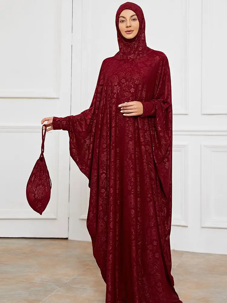 Модное жаккардовое платье для поклонения с капюшоном, мусульманское платье, Турецкая Дубай, абайя, мусульманская одежда, Арабская служба по...