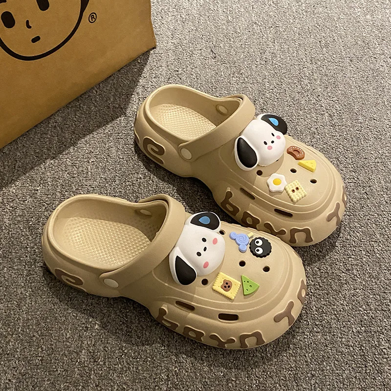 Шлепанцы женские с отверстиями модные сандалии для пляжа и сада Мультяшные