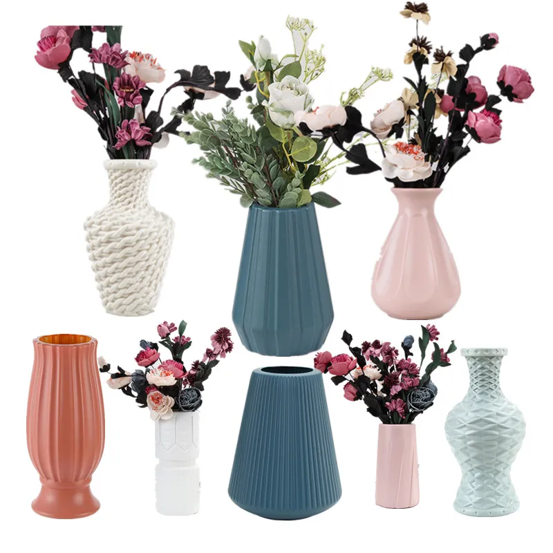 

Hydroponic Plastic Vase Straight Dry Flower Container Living Room Table Decoration Ornaments Crafts YY2223
