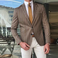 men blazer fashion plus size casual male stripe suit jacket autumn long sleeve business dress coat