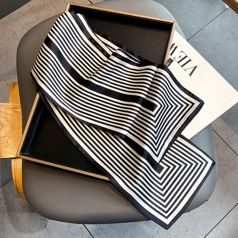 

Striped Print Neckerchief Hair Bands Scarfs For Women Fashion Headbands Neck Scarves Long Hairband Bag Scarf For Ladies 17x150cm