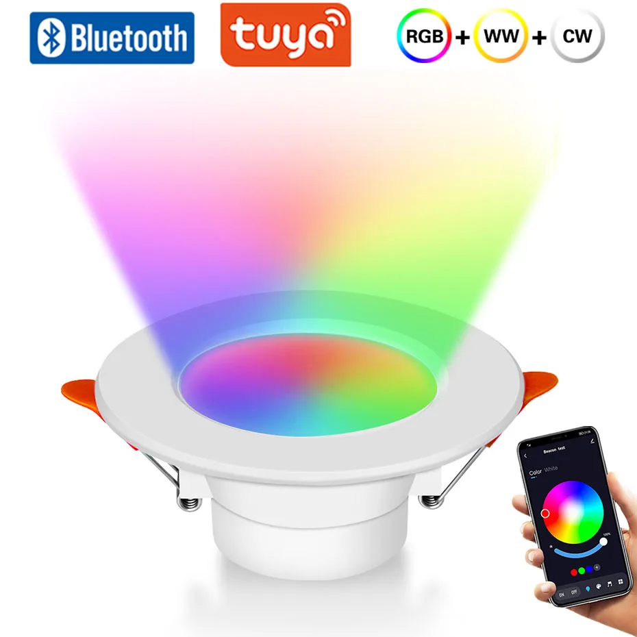 

Диммируемая Светодиодная лампа 10 Вт, Светодиодная потолочная лампа RGB + CW + WW с управлением через приложение, для кухни и дома