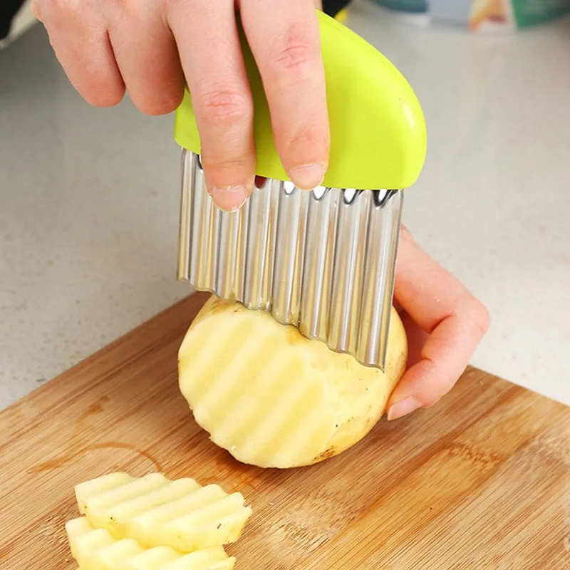 

Potato Cutter Chips French Fry Maker Stainless Steel Wavy Knife French Fries Chopper kitchen Knife Chopper French Fry Maker Tool