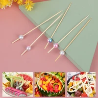 100pcs disposable bamboo forks fruit sticks cocktail picks party tableware