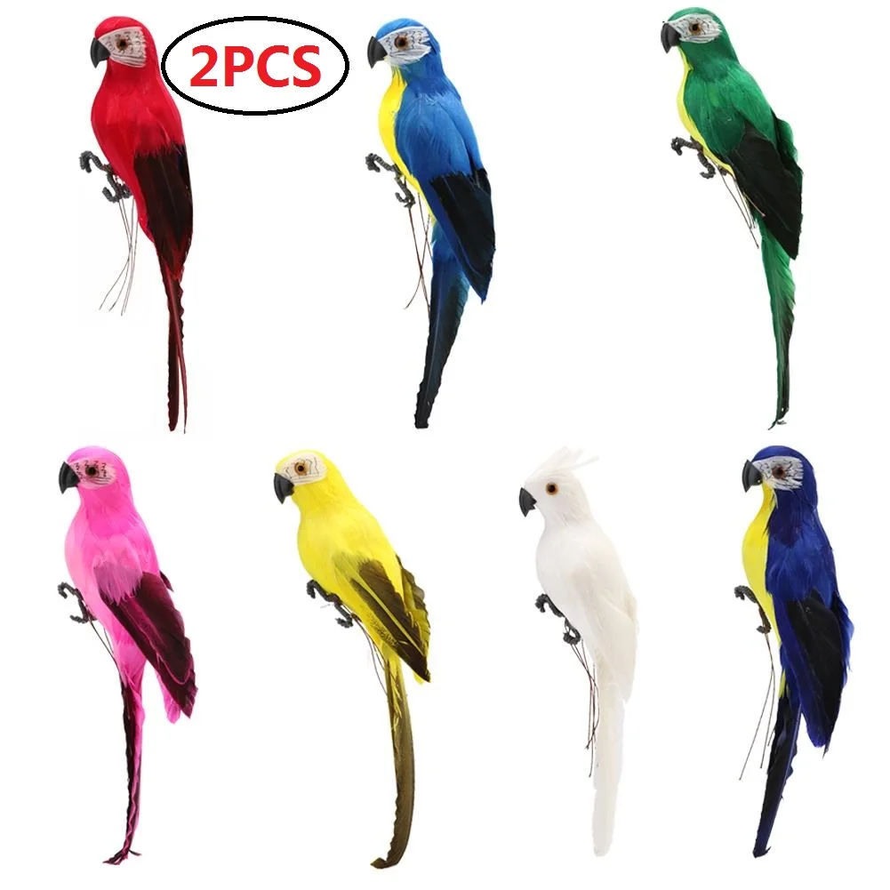 

2PCS Handmade Parrot Foam Feather Artificial Simulation Parrot Imitation Bird Model Figurine Birds Parrot Home Garden Decoration