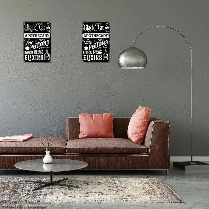 Готическая Металлическая Настенная Табличка С Черным Котом Хэллоуин