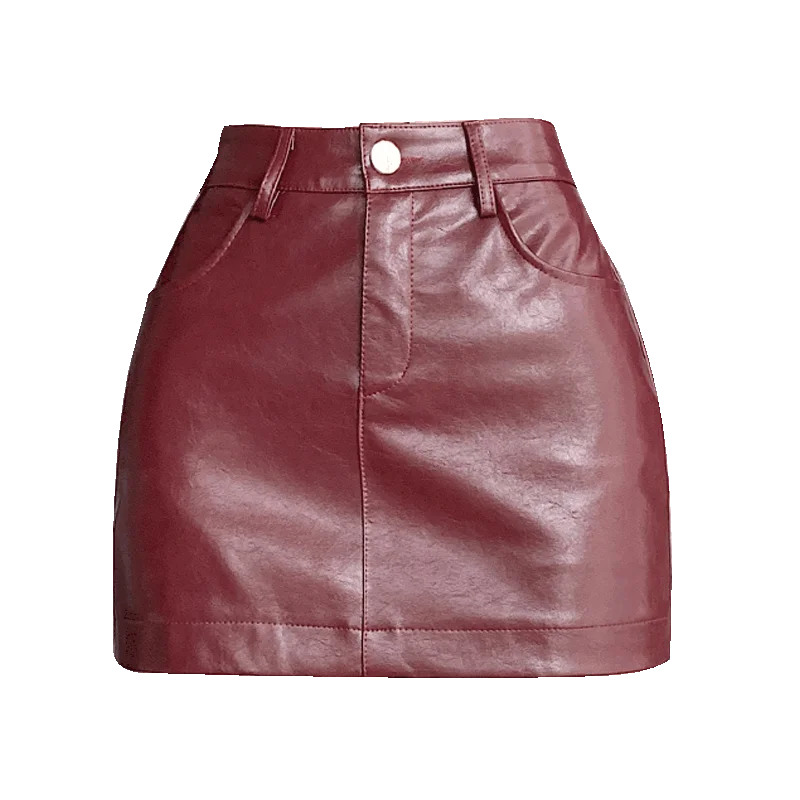 Кожаная Мини-юбка с высокой талией облегающая короткая юбка 2024 Женская