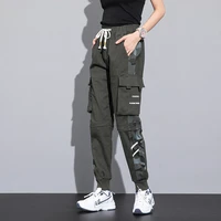 2022 new large size overalls teens handsome slim ninth pants small foot casual pants outdoor sports pants