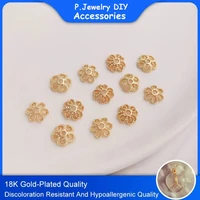 10cps 14k copper gold plated flower end spacer beads cap flower cap for jewelry making diy accessories