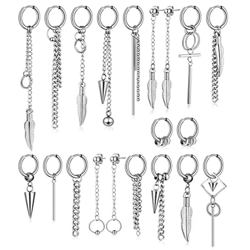 

Серьги-кольца с перьями из нержавеющей стали, 12 видов