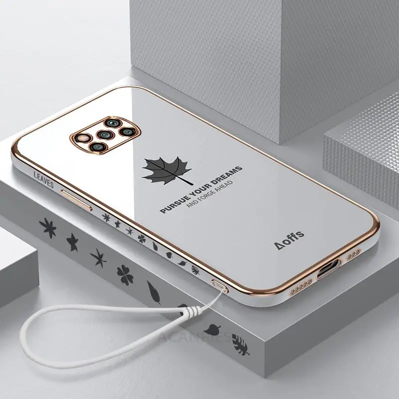 Роскошный чехол Pocox3 с Кленовым листом и ремешком для Xiaomi Mi Poco X3 X4 Pro 5g Gt C40 X3pro X4pro F3, силиконовый чехол с покрытием Poko M3pro