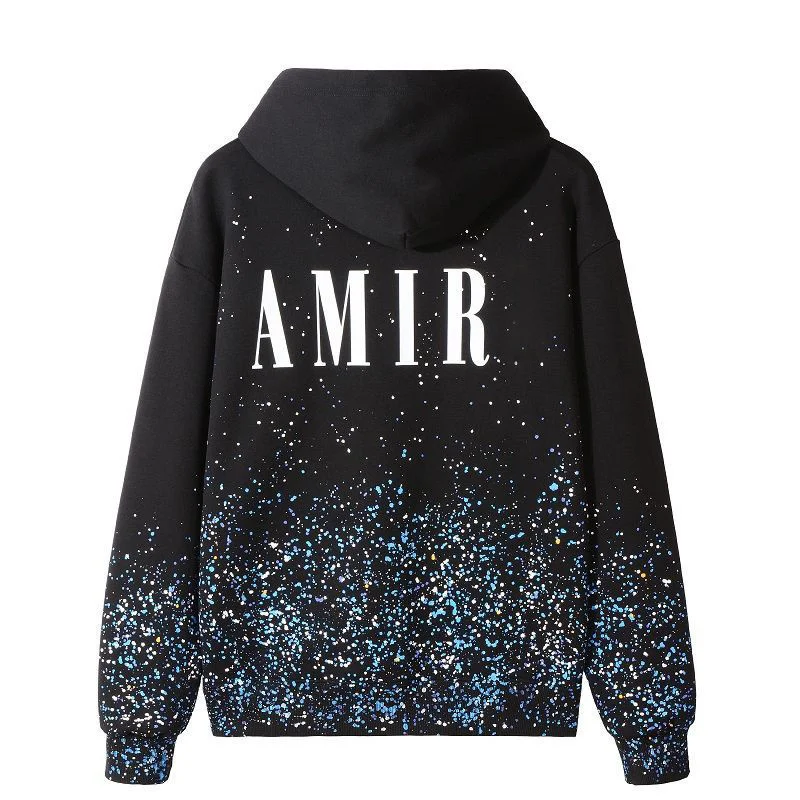 

Sudaderas Hombre Men Long-sleeved Letter Sweatshirt Paint Splatter Loose Hoodies Breathable Pullover Comfortable Soft Men Hoodie
