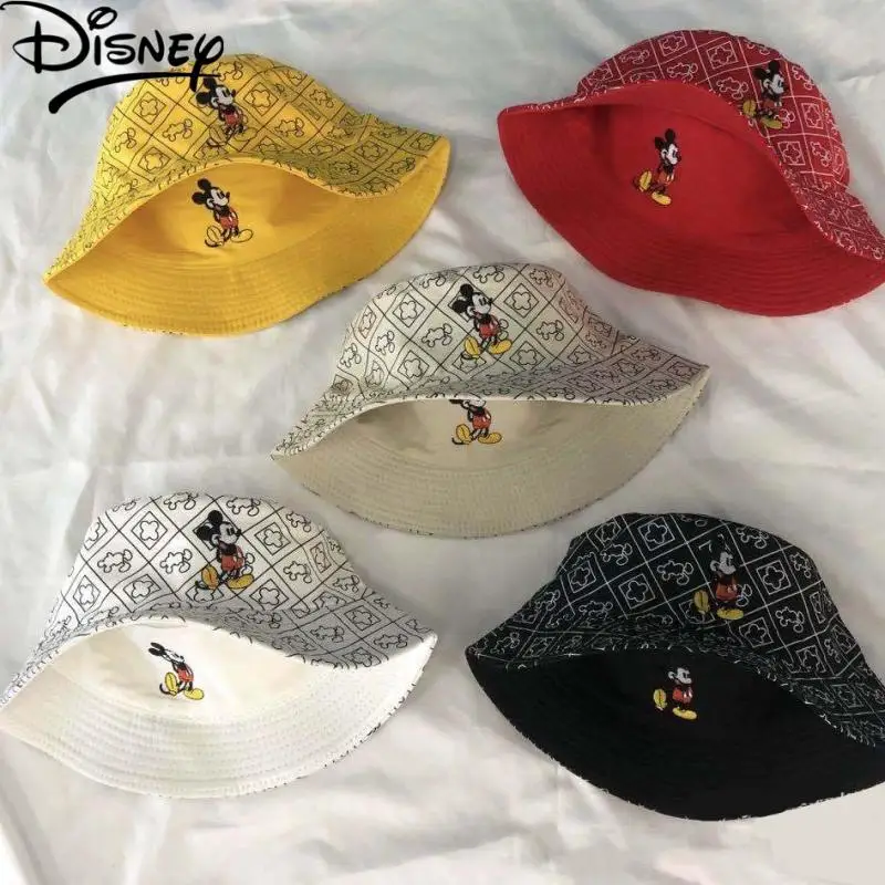 

Двухсторонняя Рыбацкая шляпа Disney с Микки, Женская Солнцезащитная шляпа с принтом, шапка с вышивкой Микки, мультяшная Солнцезащитная шляпа