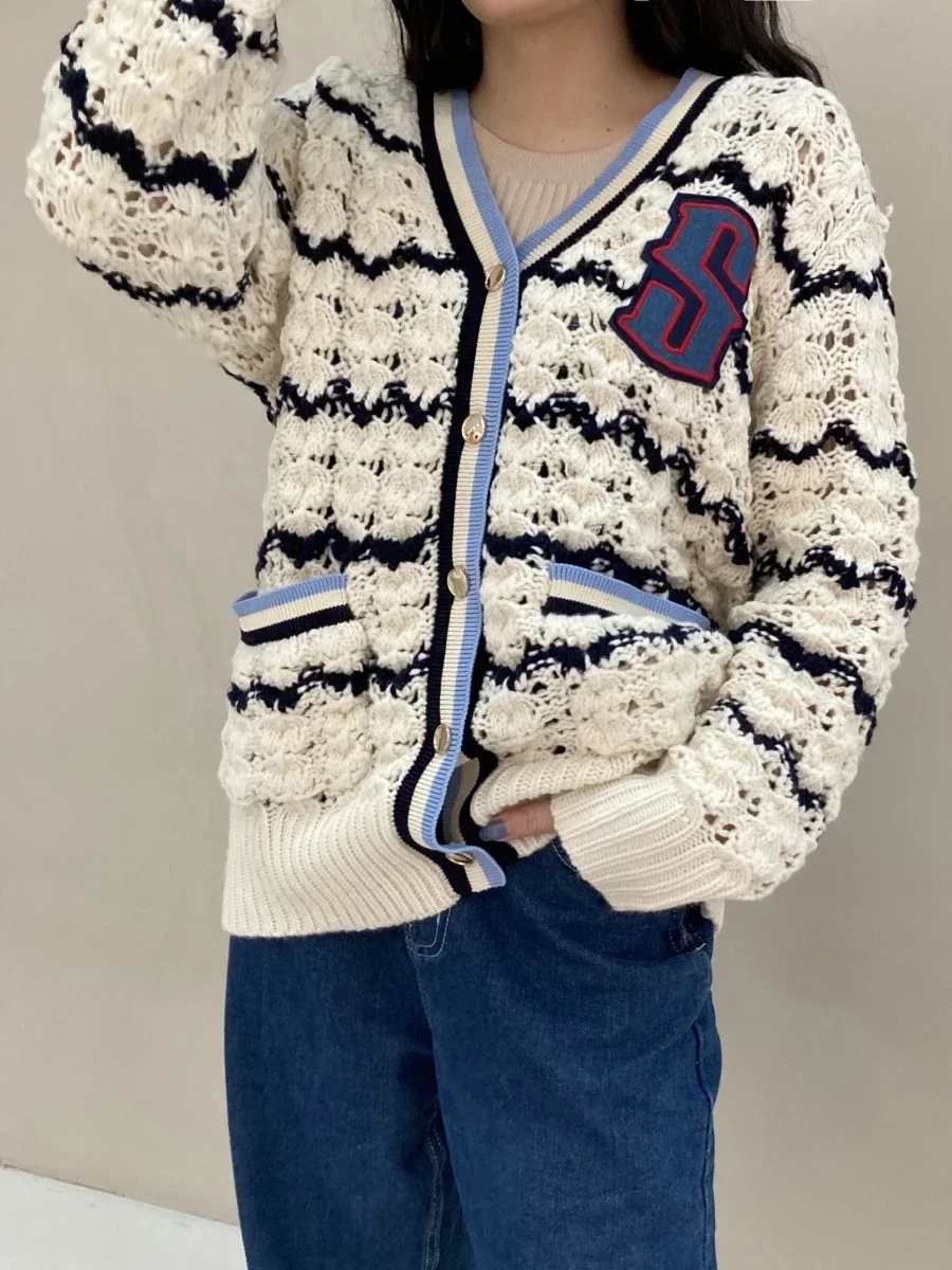 Роскошный брендовый вязаный кардиган с буквами S женский свитер топ платье