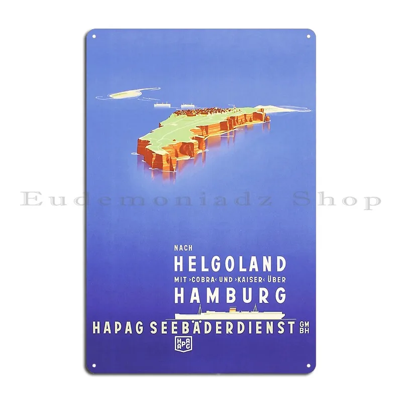 Германия 1940s Hapag Helgoland поездка металлическая фотография Забавный Настенный декор