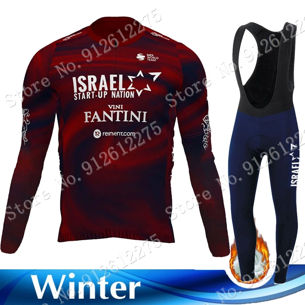 

Winter Israel Start Up Nation 2022 Cycling Jersey Set Tour De Italy Long Sleeve Cycling Clothing Road Suit MTB Maillot Culotte
