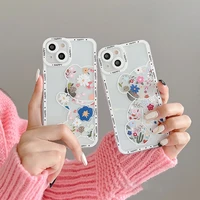 flower bear angel eyes clear phone case for iphone 13 12 11 pro max mini transparent for apple phone soft brand silicone cover